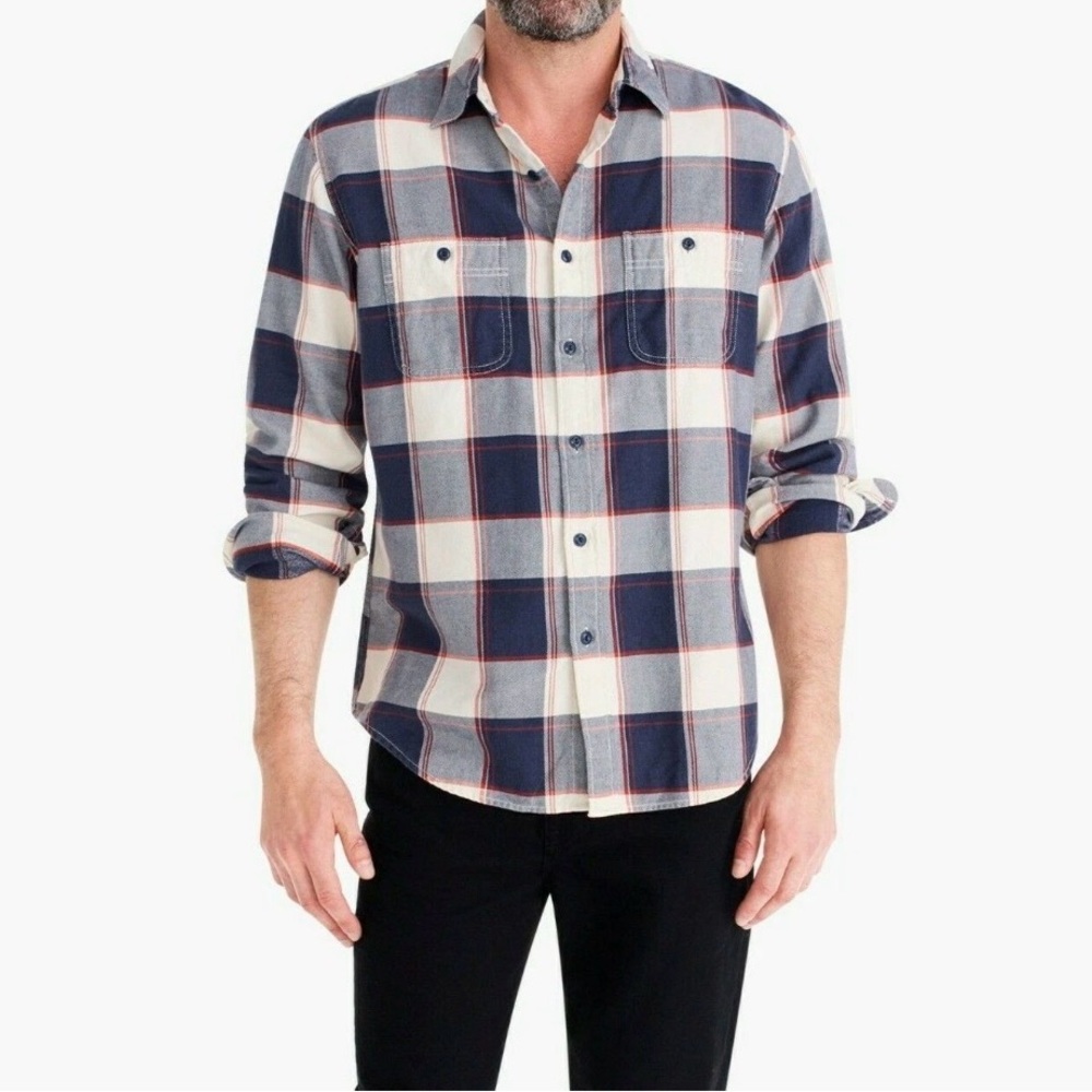 J.Crew Wallace and Barnes Midweight Flannel Shirt in Bold Stripe Mens Large